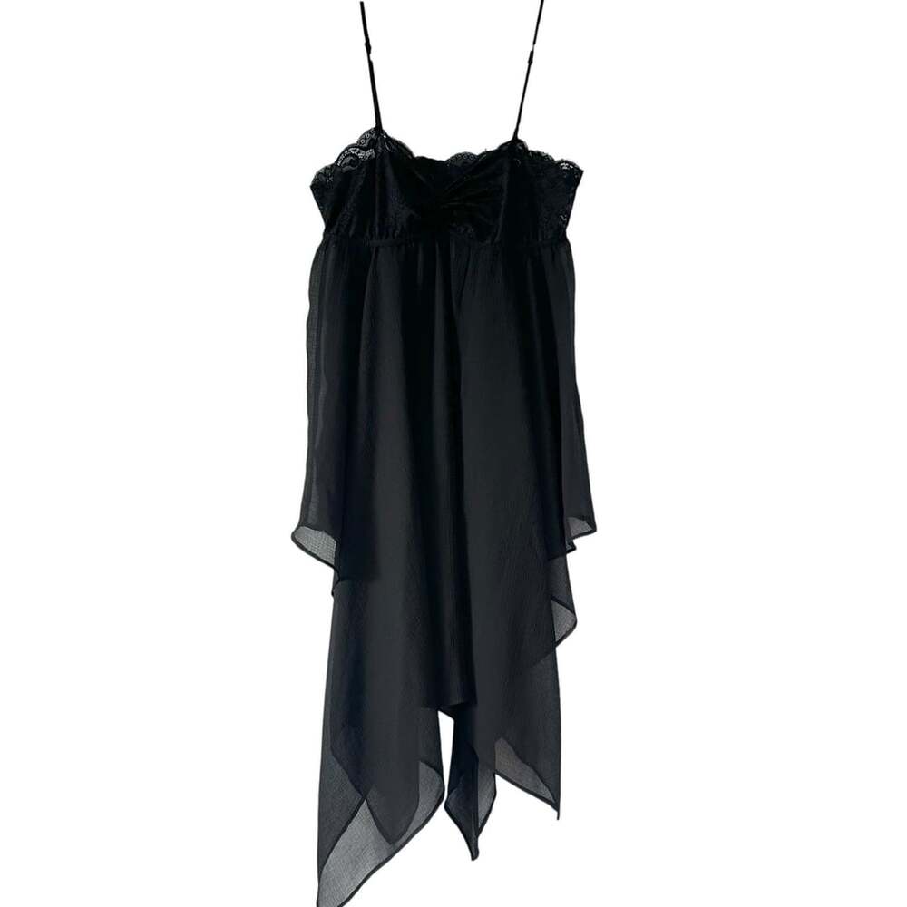 Out From Under Black Lace Asymmetrical Hem Slip Dress Size 12